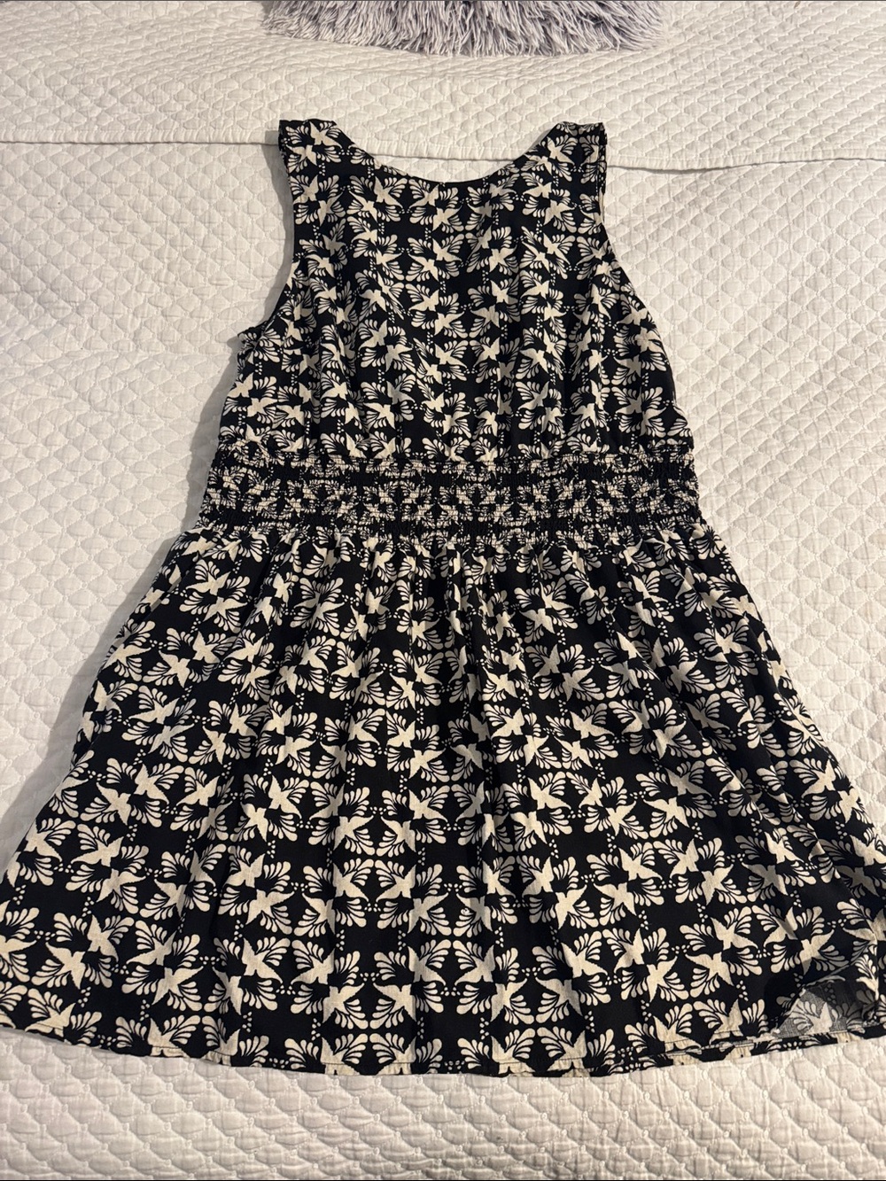 Universal Thread Black and Cream Floral Smocked Waist Dress